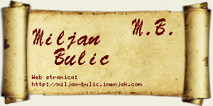 Miljan Bulić vizit kartica